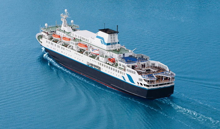 The AELM Endeavour cruise ship open ocean